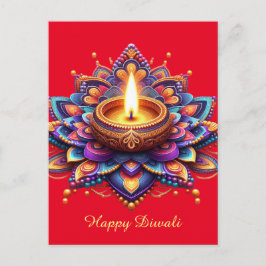Lycklig Diwali Diya Rangoli Festival Light Red Helg Vykort