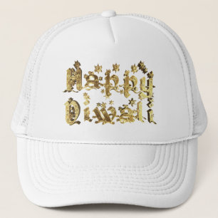 Lycklig Diwali Elegant Guld Stars Typografi Truckerkeps