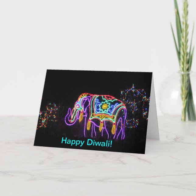 Lycklig Diwali Elephant Card Kort (Framsida)