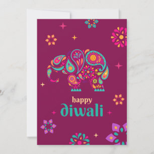 Lycklig diwali elephant hindu-festivalen i ljus julkort