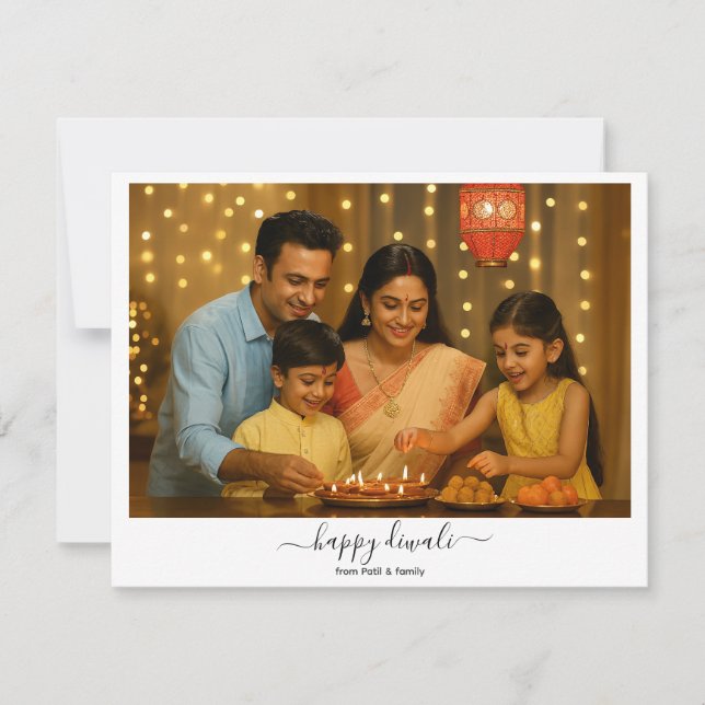 Lycklig Diwali-familjen Firande Julkort (Framsida)