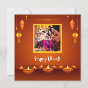 Lycklig Diwali Family Photo Personlig Hälsning Julkort