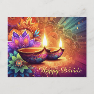 Lycklig Diwali-festival för ljus och färgämnen Helg Vykort