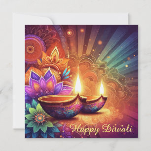 Lycklig Diwali-festival för ljus och färgämnen Julkort
