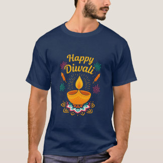 Lycklig Diwali-festivalen | Diya & Fireworks T Shirt