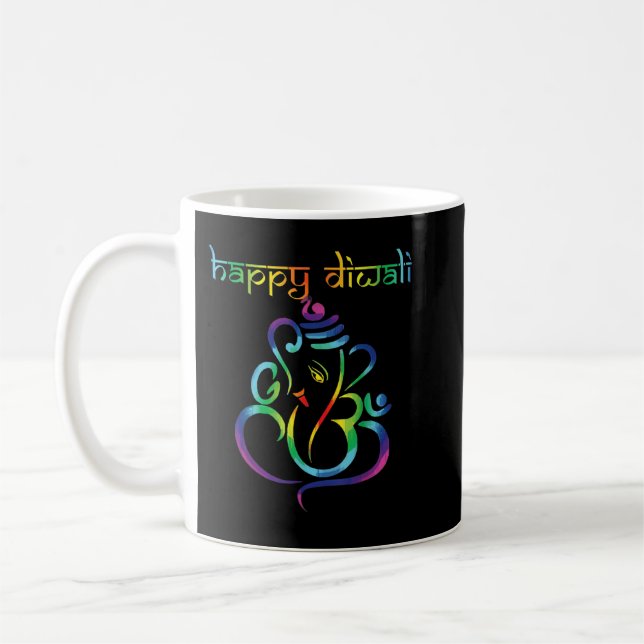 Lycklig Diwali-festivalen Light Hindu Indian Manar Kaffemugg (Vänster)
