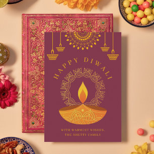 Lycklig Diwali-festivalen Ljus Diya Julkort