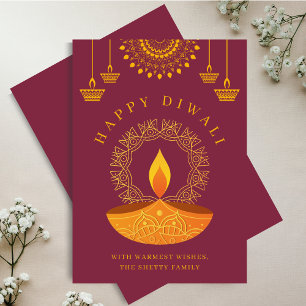 Lycklig Diwali-festivalen Ljus Diya Julkort