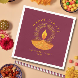 Lycklig Diwali-festivalen Ljus Diya Pappersservett