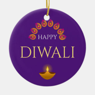 Lycklig Diwali-festivalen Ljus Hindu Julgransprydnad Keramik