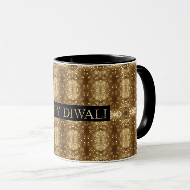 Lycklig Diwali-festivalen Ljus Önskemål Typografi Mugg (Framsida höger)