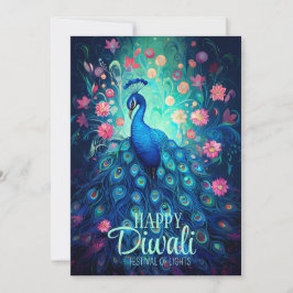 Lycklig Diwali-festivalen Ljus Peacock Inbjudningar