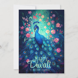Lycklig Diwali-festivalen Ljus Peacock Julkort