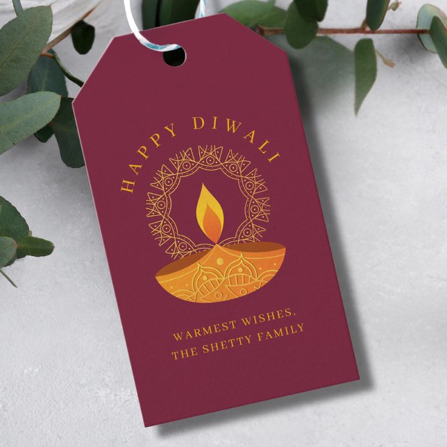 Lycklig Diwali Firande Diya Presentetikett (Skapare uppladdad)