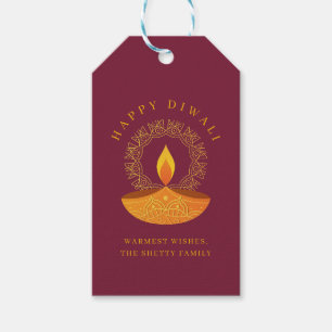 Lycklig Diwali Firande Diya Presentetikett
