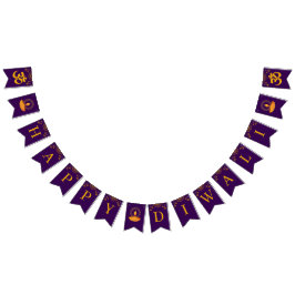 Lycklig Diwali Firande Lila Vimplar