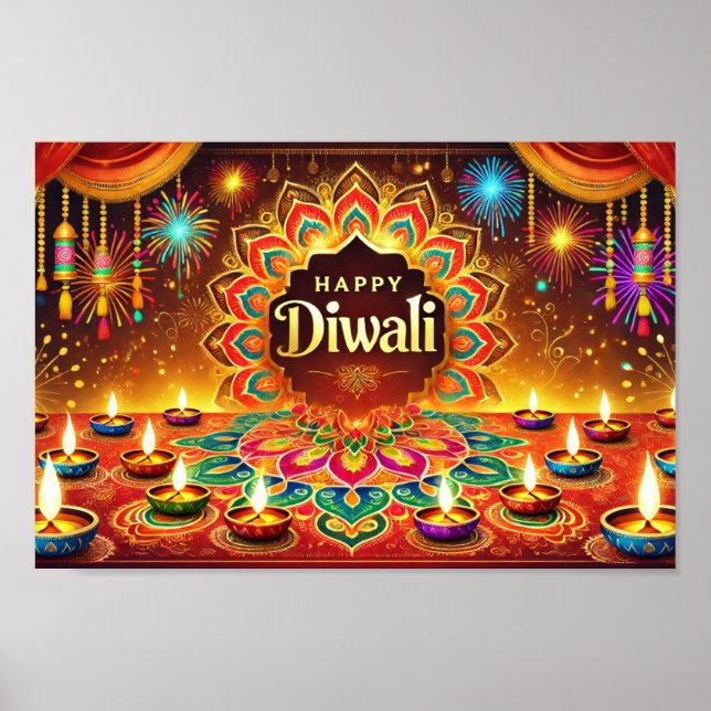 Lycklig Diwali - firar ljusfestivalen Poster (Framsidan)