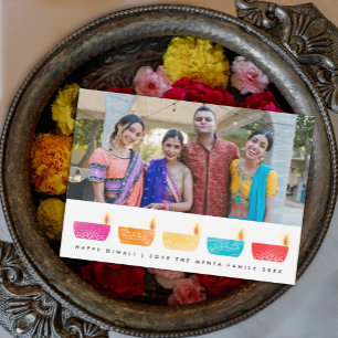 Lycklig Diwali - flerfärgat ljusmönster - foto Julkort