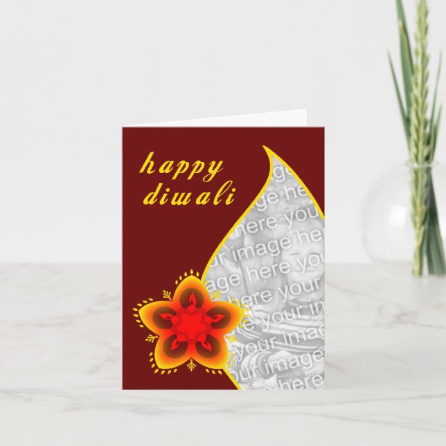 lycklig diwali-fotokort : ljusfönster kort (Framsida)