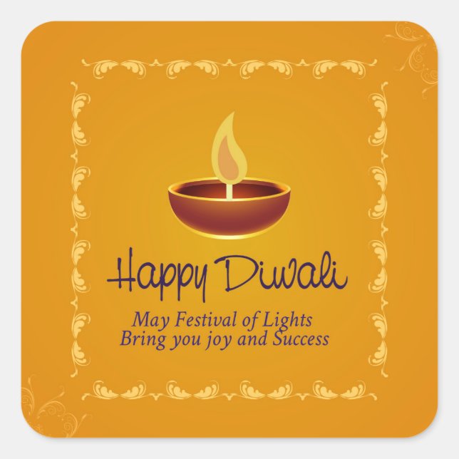 Lycklig Diwali Fyrkantigt Klistermärke (Framsida)