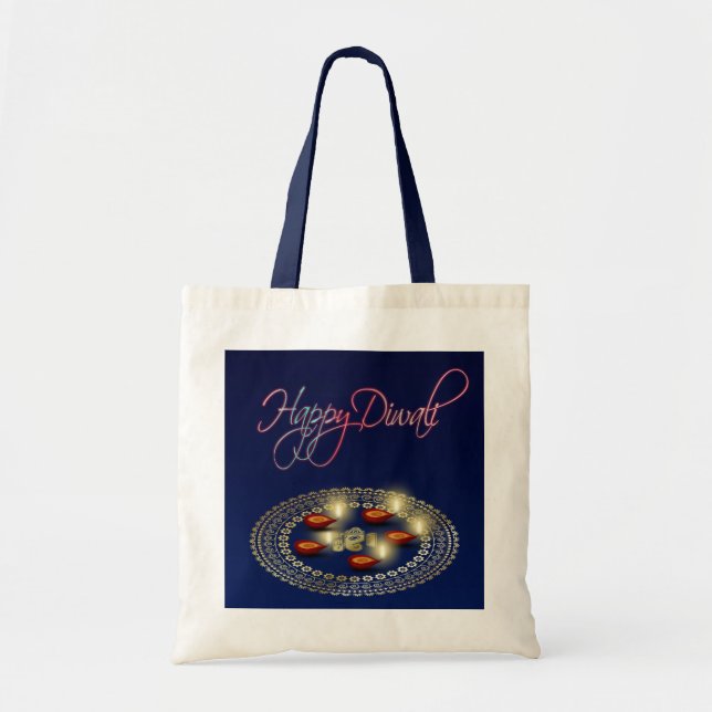 Lycklig Diwali Ganesha Rangoli - Budget Tote Tygkasse (Framsidan)