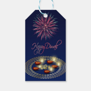 Lycklig Diwali Ganesha Rangoli - Gift Märkre Presentetikett