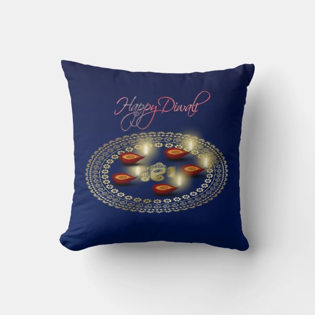 Lycklig Diwali Ganesha Rangoli - Pillow Kudde (Framsida)