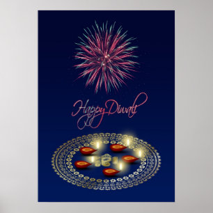 Lycklig Diwali Ganesha Rangoli - Poster Skriv ut