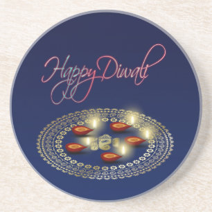 Lycklig Diwali Ganesha Rangoli - Sandstone Underlä Underlägg Sandsten