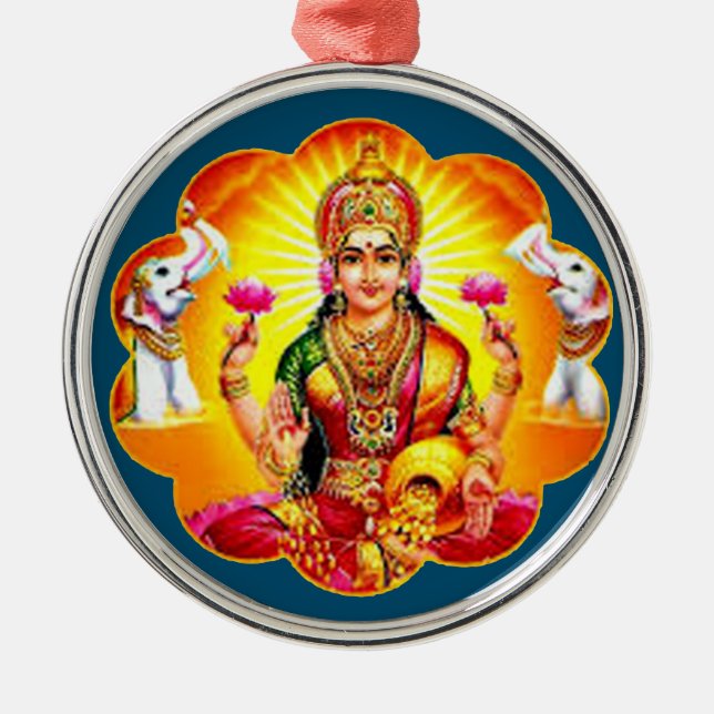 Lycklig diwali Gift Ideas Hindu Goddes lakshmi Julgransprydnad Metall (Framsidan)