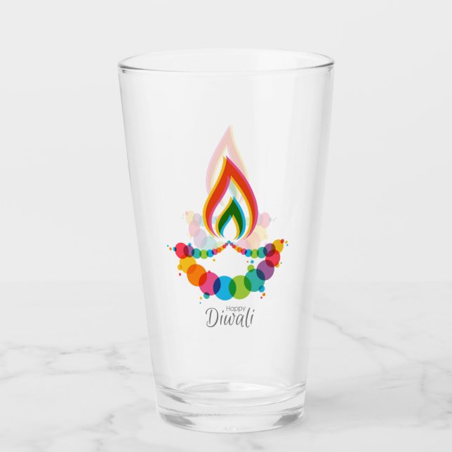 Lycklig Diwali Glass Glaskopp (Framsida)