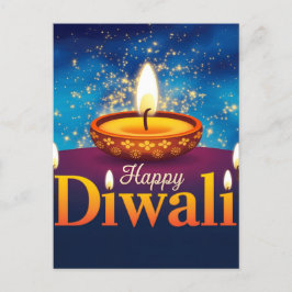 Lycklig Diwali Glowing Diya Festival of Light Helg Vykort
