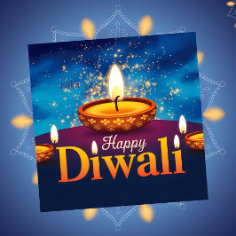 Lycklig Diwali Glowing Diya Festival of Light Julkort