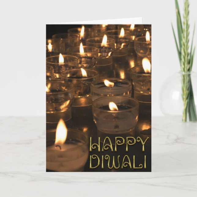 Lycklig Diwali Golden Typography Candles Ljus Kort (Framsida)