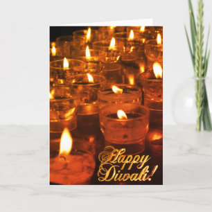 Lycklig Diwali Golden Typography Candles Ljus Kort