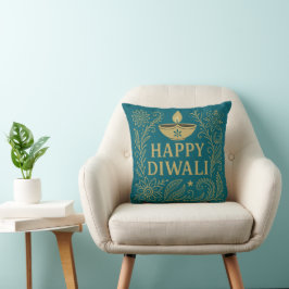 Lycklig Diwali Guld & Black Elegant Dekorativ kudd Kudde