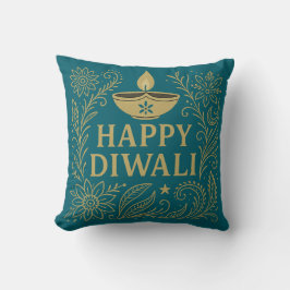 Lycklig Diwali Guld & Black Elegant Dekorativ kudd Kudde