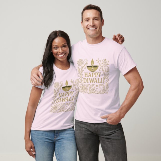 Lycklig Diwali Guld & Black Manar's Basic T-Shirt (Unisex)