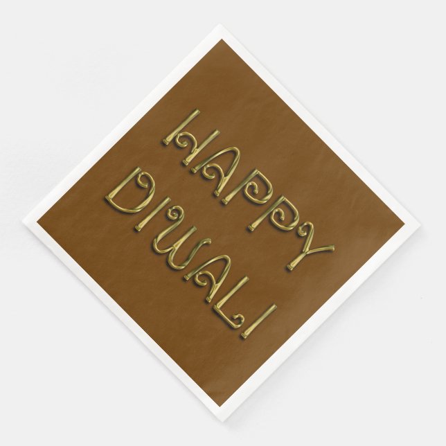 Lycklig Diwali Guld Typography Dinner Party Napkin Pappersservett (Hörn)