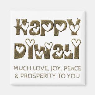 Lycklig Diwali Hälsning Cute Hearts Typography Magnet