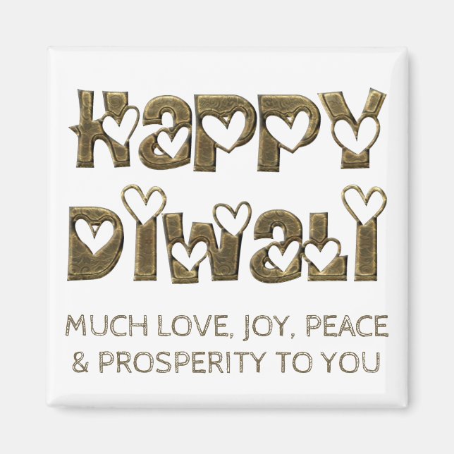 Lycklig Diwali Hälsning Cute Hearts Typography Magnet (Framsidan)