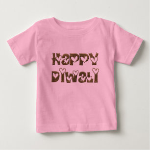 Lycklig Diwali Hälsning Cute Hearts Typography T Shirt