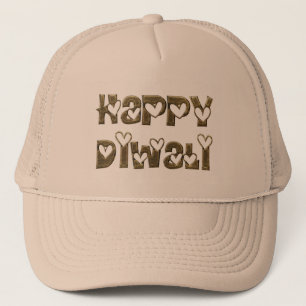 Lycklig Diwali Hälsning Cute Hearts Typography Truckerkeps