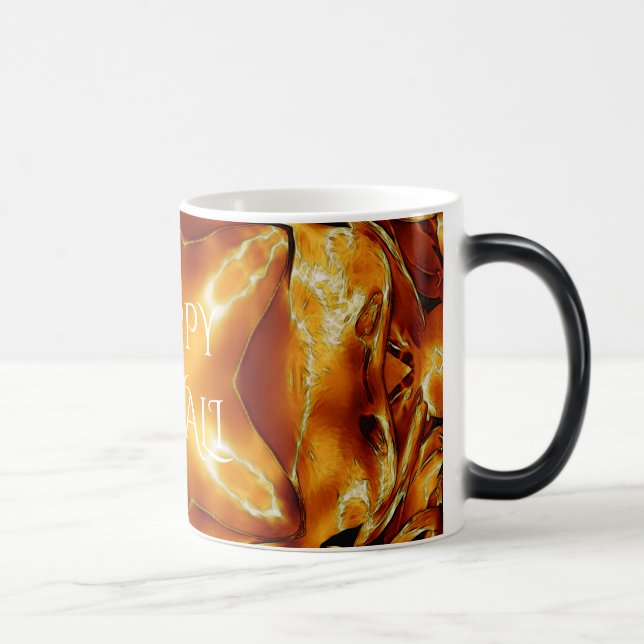 Lycklig Diwali Hälsning Guld-kopparblystjärna Magisk Mugg (Höger)