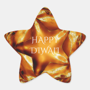 Lycklig Diwali Hälsning Guld-kopparblystjärna Stjärnformat Klistermärke