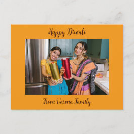 Lycklig Diwali Hälsning med Personfamiljfoto Vykort