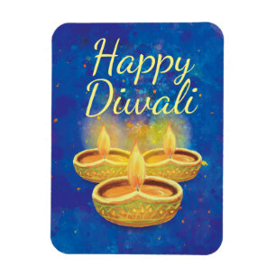 Lycklig Diwali-handmålade lysande ljus Magnet