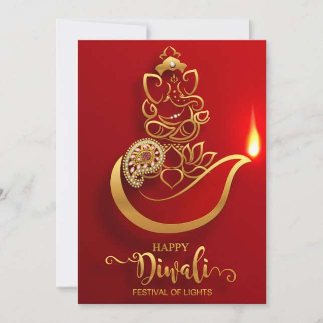 Lycklig Diwali Helgdag Card Julkort (Framsida)