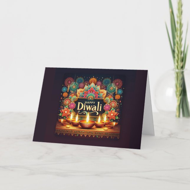 Lycklig Diwali Helgkort (Framsida)