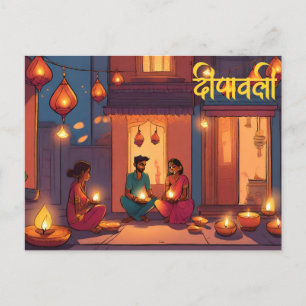Lycklig diwali indian Festival ljus firande Vykort